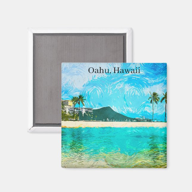 Vintages Oahu Hawaii Reiseparadies Magnet (Vorderseite/Rückseite)