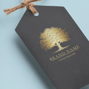 Vintages Oak Tree Logo QR Code Hang Tags W/String Geschenkanhänger