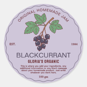 Vintages Obst Blackcurrant Konfitüre hausgemachte Runder Aufkleber