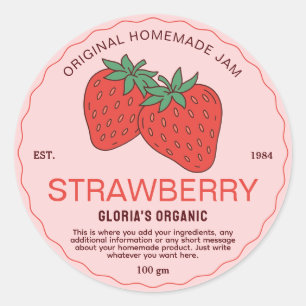 Vintages Obst Erdbeeren Jam hausgemachte Produkte Runder Aufkleber
