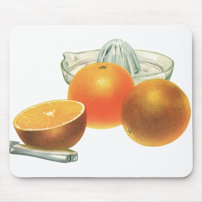 Vintages Obst, reifen Orangen Juicer Frühstück Mousepad (Vorne)