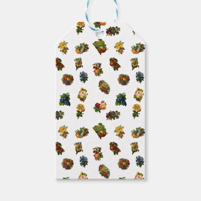 Vintages Obst und Blume Geschenkanhänger (Vorderseite)
