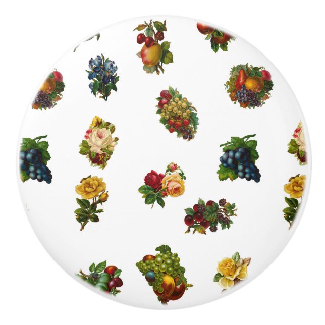 Vintages Obst und Blume Keramikknauf (Vorderseite)