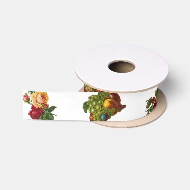 Vintages Obst und Blume Satinband (Spule)