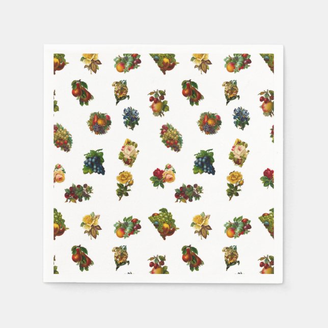 Vintages Obst und Blume Serviette (Vorderseite)