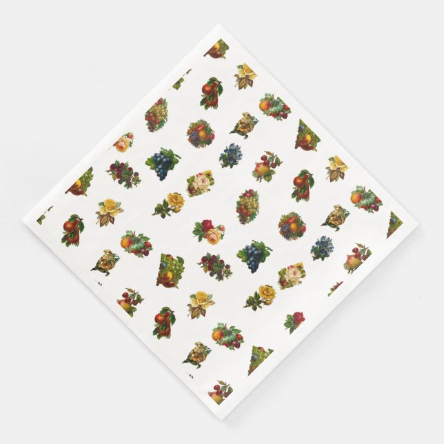 Vintages Obst und Blume Serviette (Ecke)