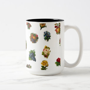 Vintages Obst und Blume Zweifarbige Tasse
