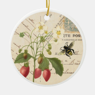 Vintages Obst und Blütenpostkarte... Keramikornament