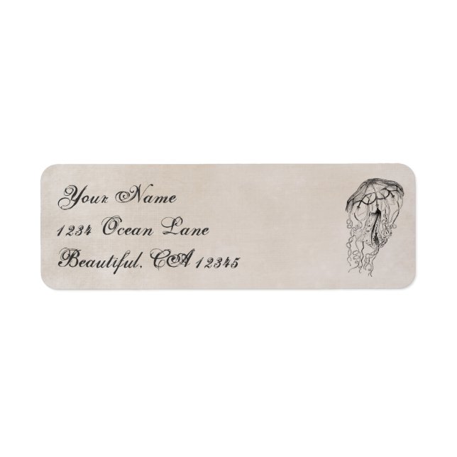 Vintages Ocean Jellyfish Beach Address Label (Vorne)