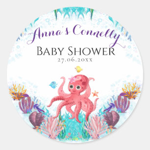 Vintages Octopus-Baby Runder Aufkleber
