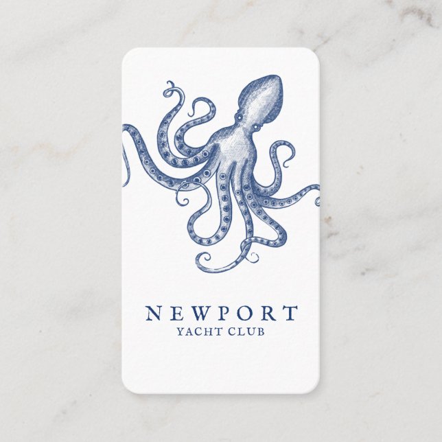 Vintages Octopus Ocean Theme Weiß Visitenkarte (Vorderseite)