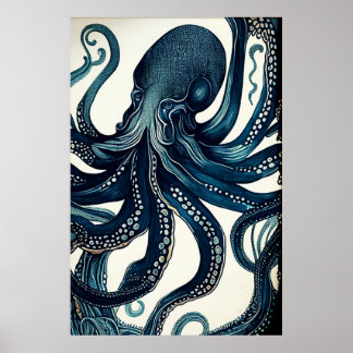 Vintages Octopus-Poster Poster