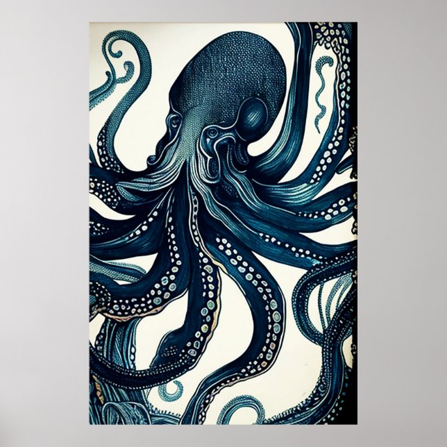 Vintages Octopus-Poster Poster (Vorne)