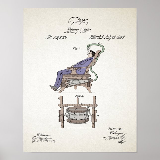 Vintages Odd Rocking Chair Patent 1869 Poster (Vorne)