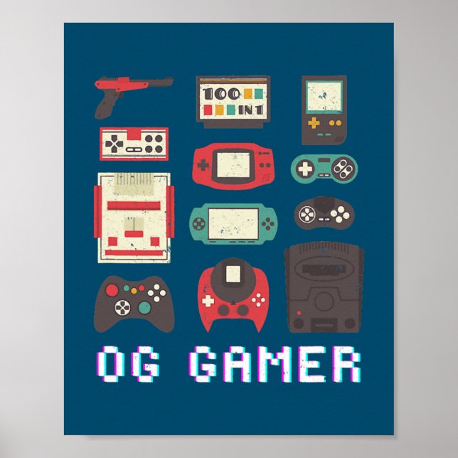 Vintages OG Gamer Videospiel Retro Graphic Poster (Vorne)
