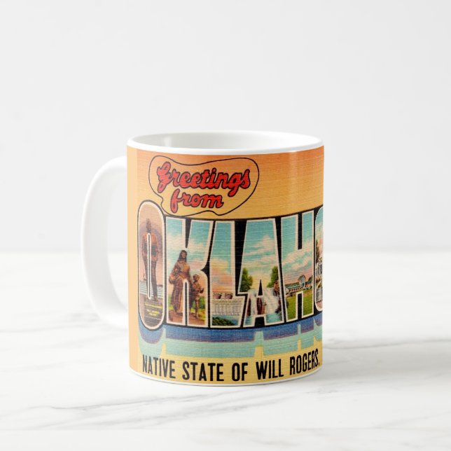 Vintages Oklahoma Grußkarte Kaffeetasse (Vorderseite Links)