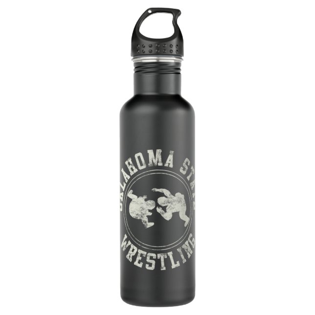 Vintages Oklahoma Staat Wrestling Logo Edelstahlflasche (Vorderseite)