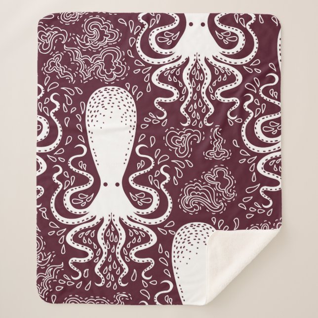 Vintages Oktopus-Muster. Sherpadecke (Vorderseite)