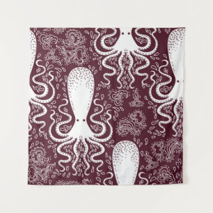 Vintages Oktopus-Muster. Wandteppich