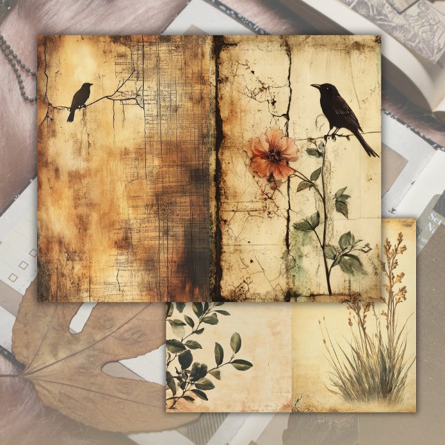 Vintages Old Page Floral Birds Junk Journal (Von Creator hochgeladen)