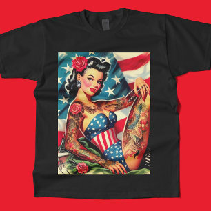Vintages Old School Tattoo Button Up T-Shirt