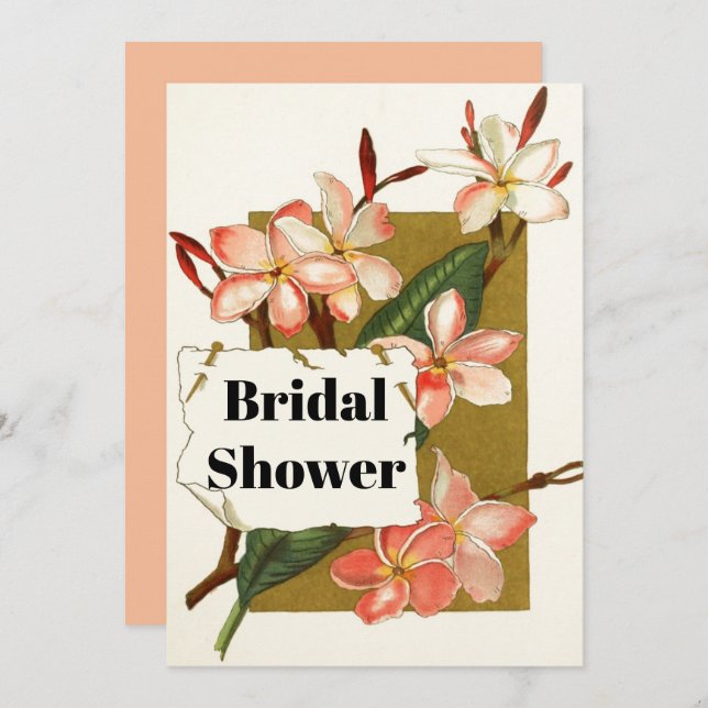 Vintages Oleander Blumenhochzeit Brautparty Einladung (Vorne/Hinten)