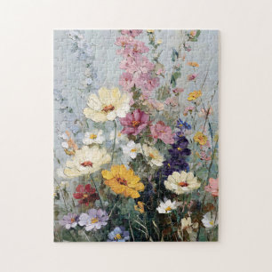 Vintages Ölgemälde von Wildblumen Puzzle