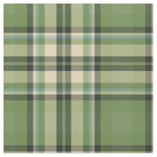 Vintages Olive Green Kariertes Gewebe Stoff