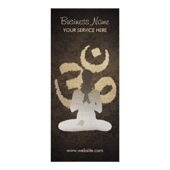 Vintages Om Sign Damask Hintergrundyoga Werbekarte (Vorne)