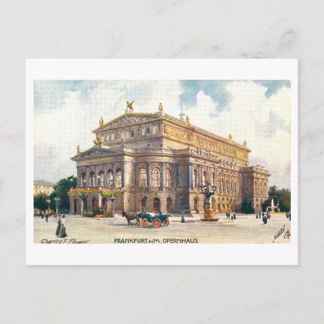 Vintages Opernhaus in Frankfurt Postkarte (Vorderseite)