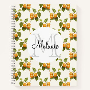 Vintages Orange Apricot Wasserfarbmuster Monogramm Notizbuch