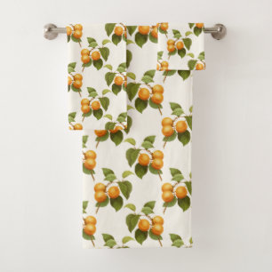 Vintages Orange Apricots Wasserfarbmuster Badhandtuch Set