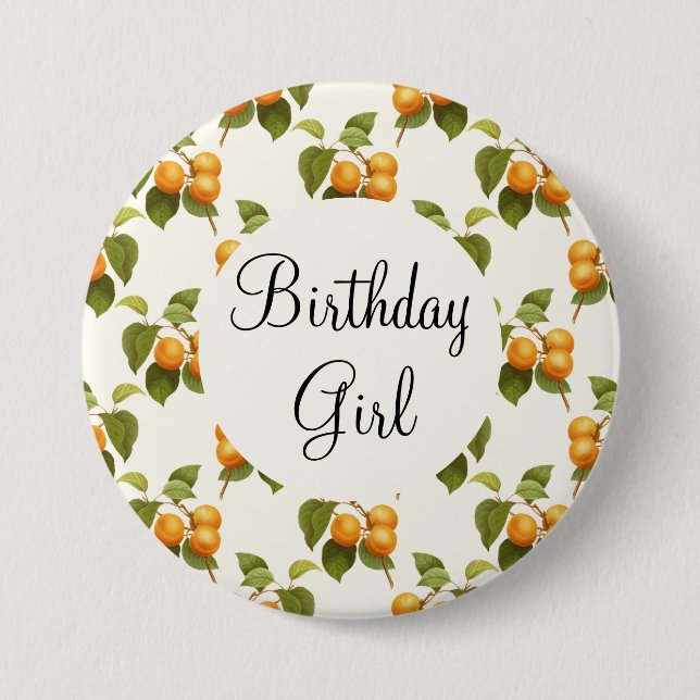 Vintages Orange Apricots Wasserfarbmuster Button (Vorderseite)