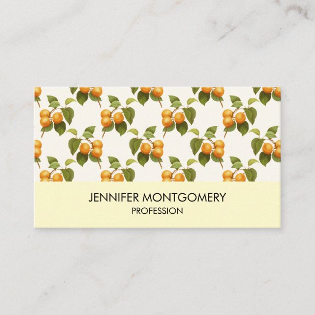 Vintages Orange Apricots Wasserfarbmuster Visitenkarte (Vorderseite)