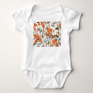 Vintages Orange Iris Blumenmuster Baby Strampler