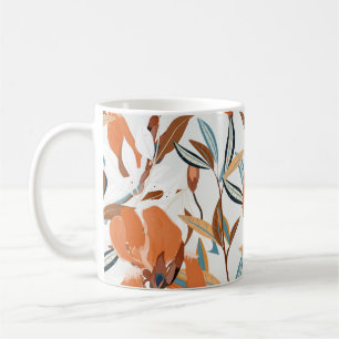 Vintages Orange Iris Blumenmuster Kaffeetasse