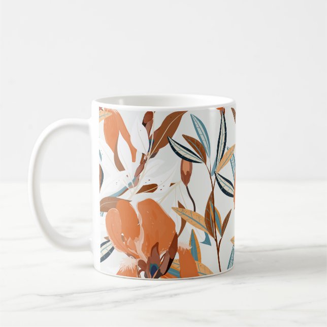 Vintages Orange Iris Blumenmuster Kaffeetasse (Links)