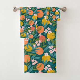 Vintages Orange & Lemon Blossom Muster Badhandtuch Set