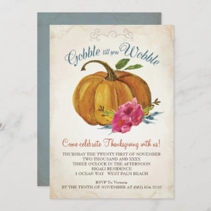 Vintages Orange Pumpkin Erntedank Familienfest Einladung