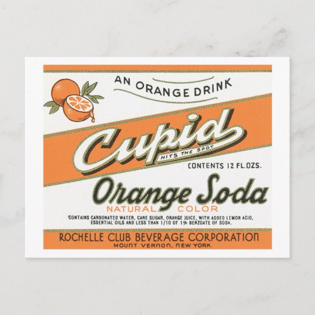 Vintages Orange-Soda-Etikett Postkarte (Vorderseite)