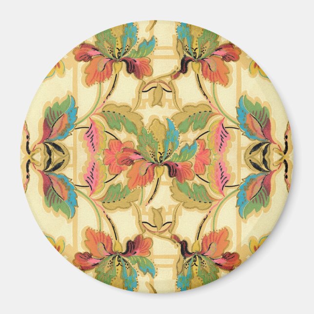 Vintages orangefarbenes Muster Magnet (Vorne)