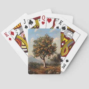 Vintages Orangenbaumgemälde Spielkarten