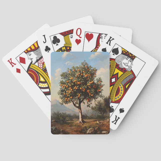 Vintages Orangenbaumgemälde Spielkarten (Rückseite)