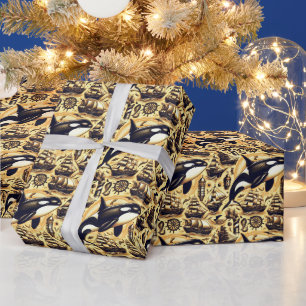 Vintages Orca-Nautische Muster Geschenkpapier