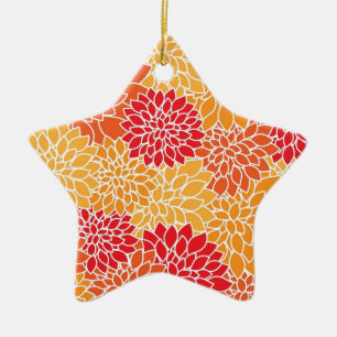 Vintages orientalisches Blumendesign in Rot und Or Keramik Ornament