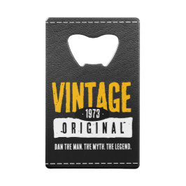 Vintages Original Black & Gold Leather Geburtstag Geldbeutel Flaschenöffner