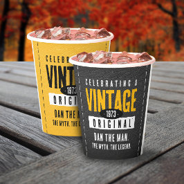 Vintages Original Black & Gold Leather Geburtstag Pappbecher