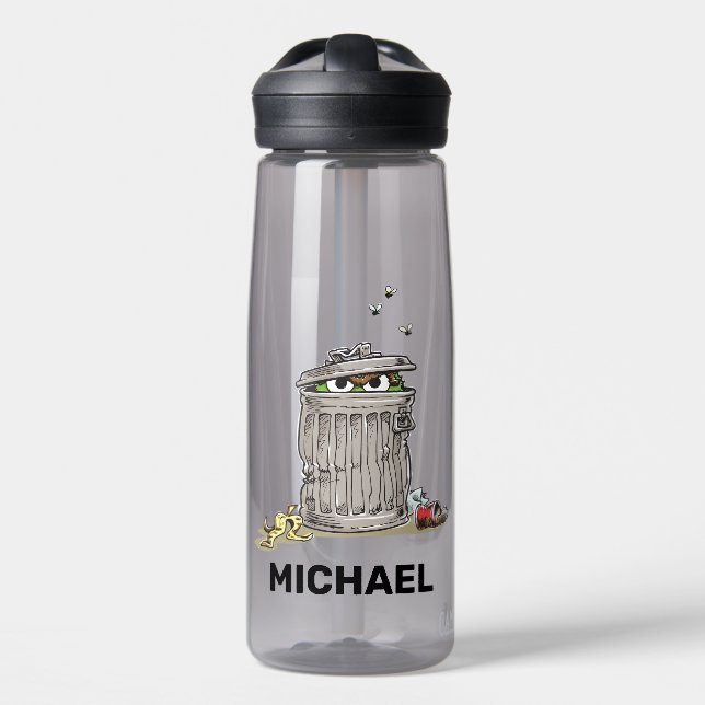 Vintages Oscar in Mülleimer | Name hinzufügen Trinkflasche (Vorne)