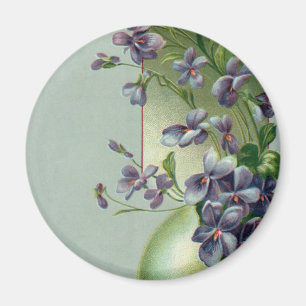 Vintages Ostereier mit blühenden violetten Blumen Magnet