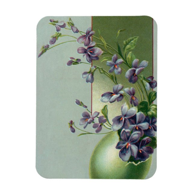Vintages Ostereier mit blühenden violetten Blumen Magnet (Vertikal)